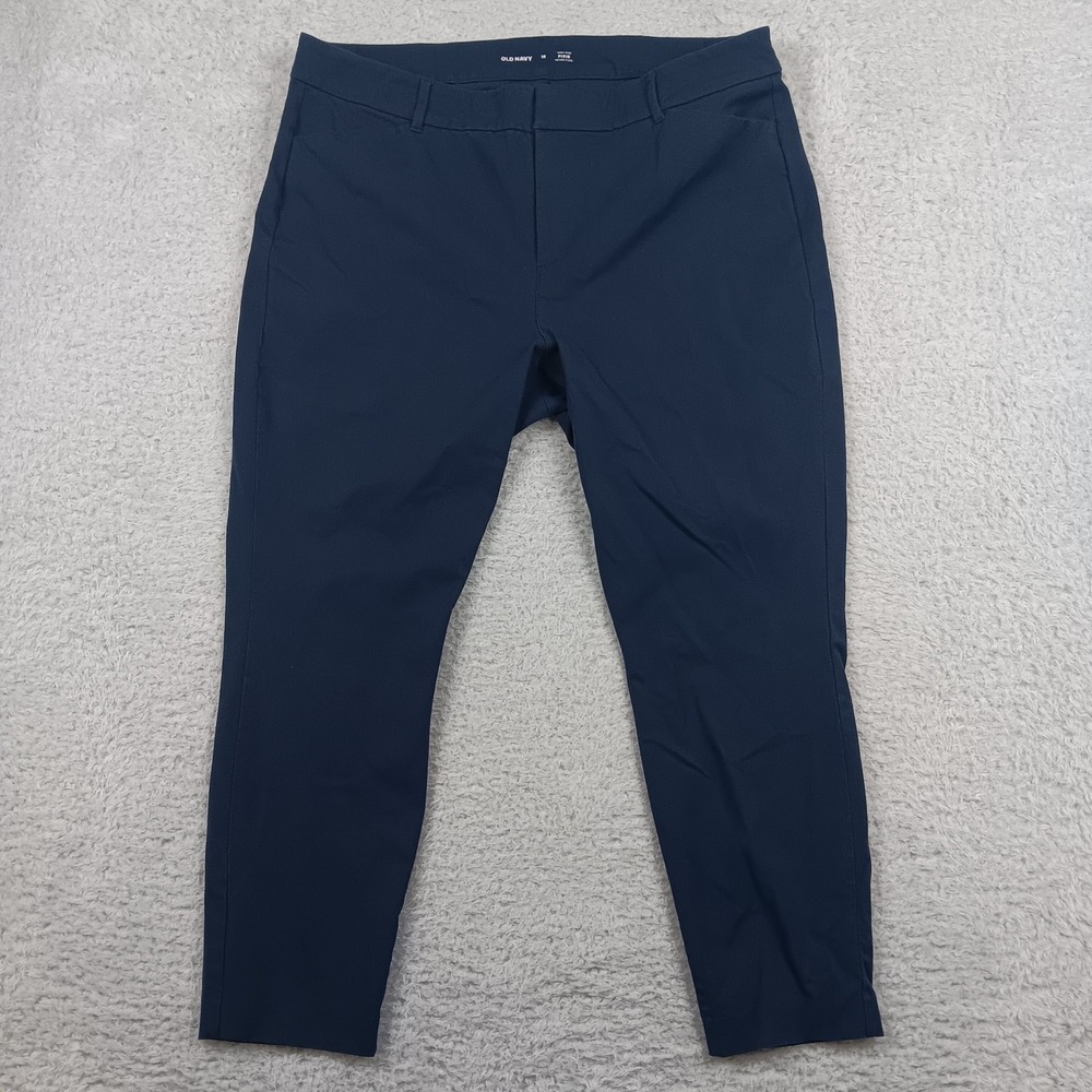 Old Navy Pant High-Rise Pixie Women 18 Navy Blue Stretch Ankle S/551152-03